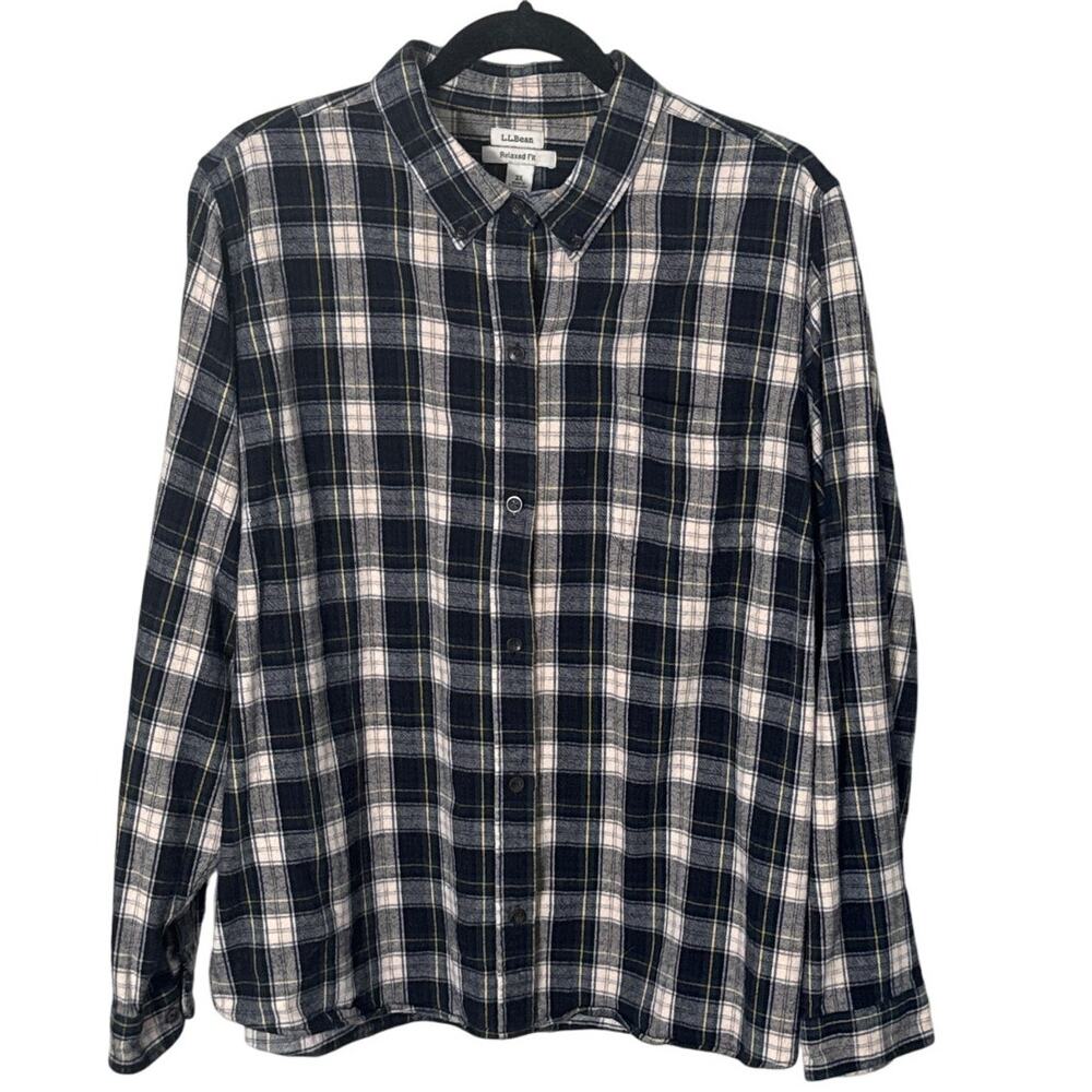 L.L. Bean Mens Relaxed Fit Plaid Flannel Button‎ Down Shirt Size 2X